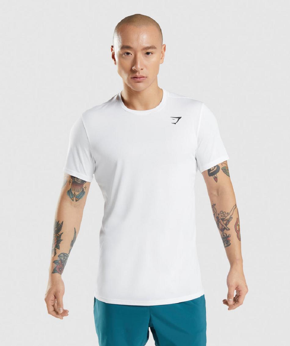 T Shirts Męskie Gymshark Arrival Białe | PL 3786AHK